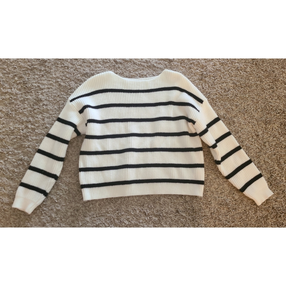 Girls Striped Drop Shoulder Sweater